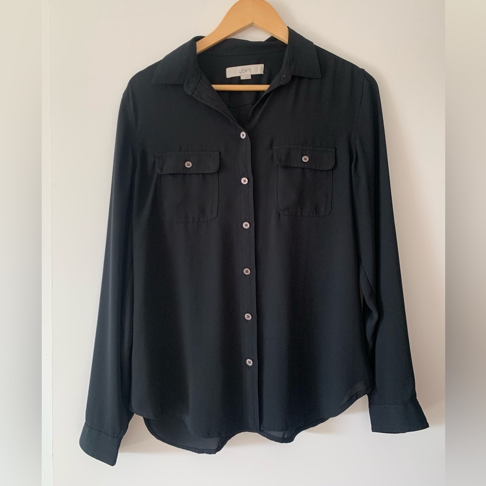 LOFT black button up shirt